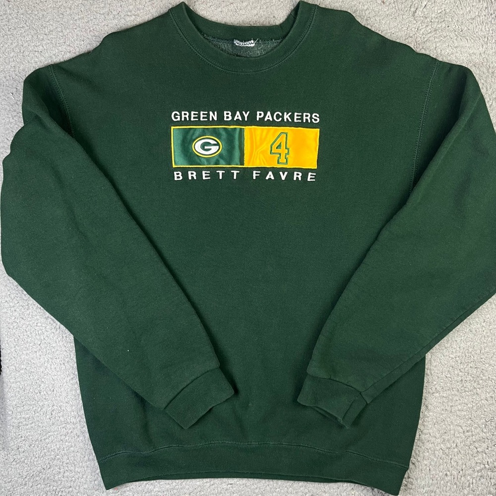 Vintage Green Bay Packers Sweatshirt Sweater NFL Green Brett Favre Embroidered
